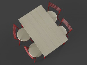 chairs and table set red Model 3D