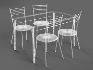 chairs and table set red Model 3D
