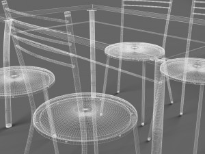 chairs and table set red Model 3D