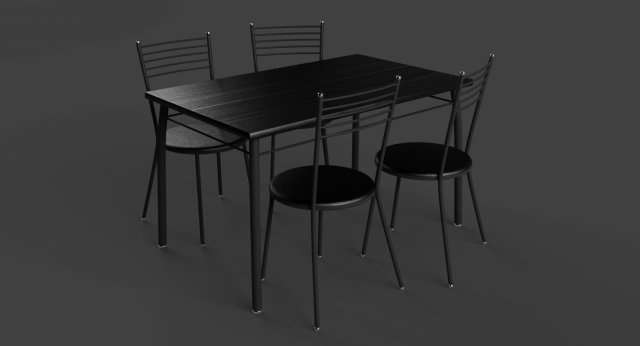 chairs and table set black 3D 모델 .c4d .max .obj .3ds .fbx .stl .blend 
