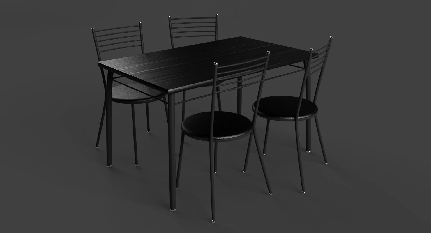 chairs and table set black 3D Model .c4d .max .obj .3ds .fbx .stl .blend 