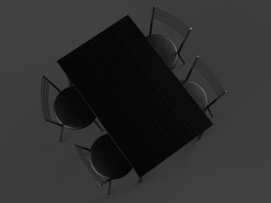 chairs and table set black 3D 모델