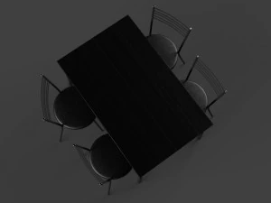 chairs and table set black 3D Model