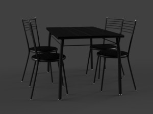 chairs and table set black 3D 모델