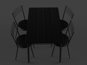 chairs and table set black 3D 모델
