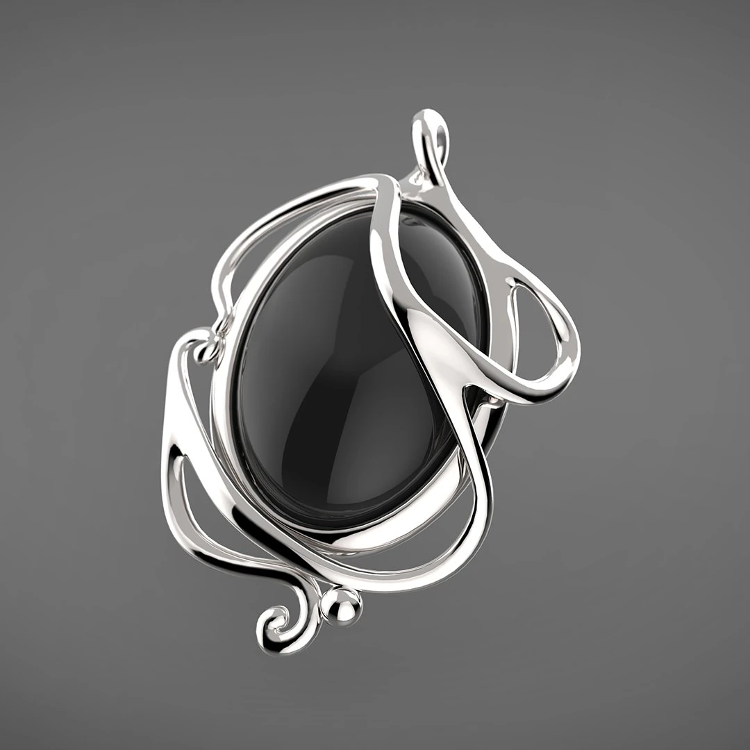pendant with cabochon 3D Print Model .c4d .max .obj .3ds .fbx .stl .blend