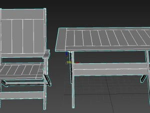 wooden table and wooden chair 3D Model