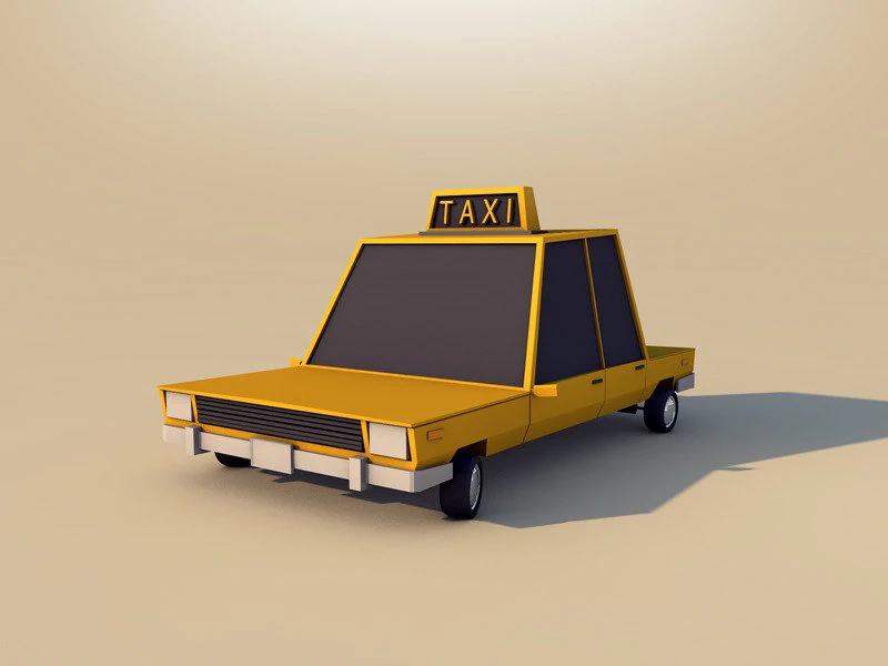 cartoon low poly taxi 3D Model .c4d .max .obj .3ds .fbx .stl .blend