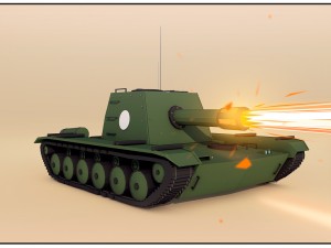 cartoon low poly tank Modelo 3D