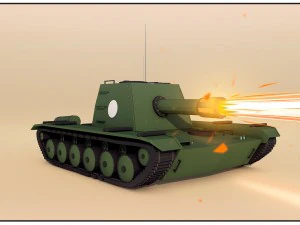 만화 낮은 폴리 탱크 3D 모델