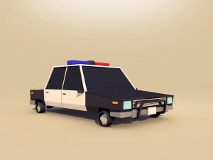 carro de pol&iacute;cia de baixo poli dos desenhos animados Modelo 3D
