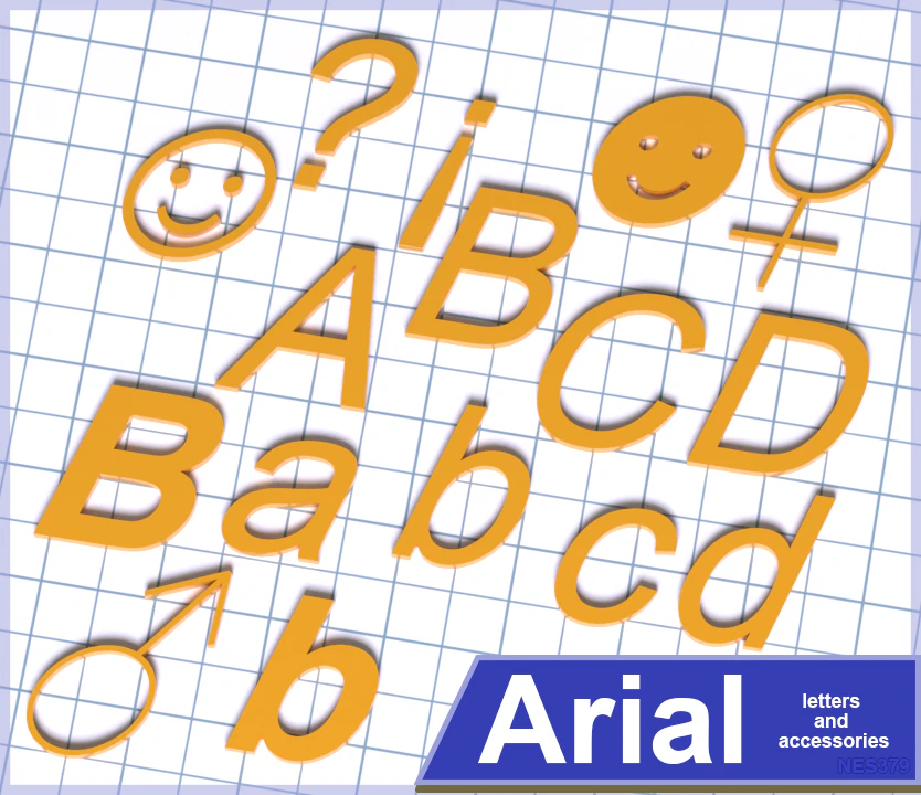 PRINTABLE ARIAL LETTERING 3D Print Model .c4d .max .obj .3ds .fbx .stl .blend