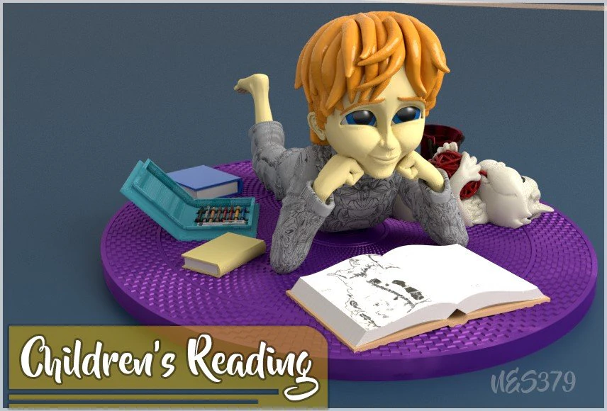 CHILDRENS READING 3D Print Model .c4d .max .obj .3ds .fbx .stl .blend 