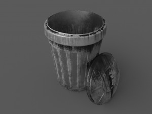 trash can open low poly Modelo 3D