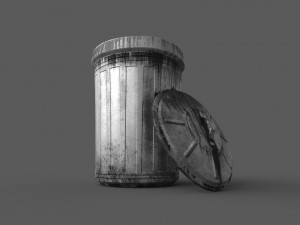 trash can open low poly Modèle 3D