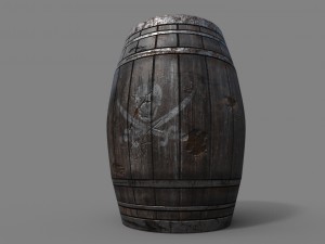 wooden barrellowpoly Modello 3D