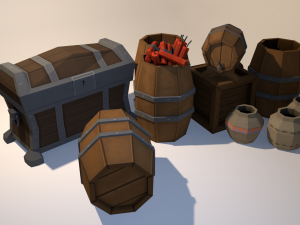 low poly stylized container pack 3D Model