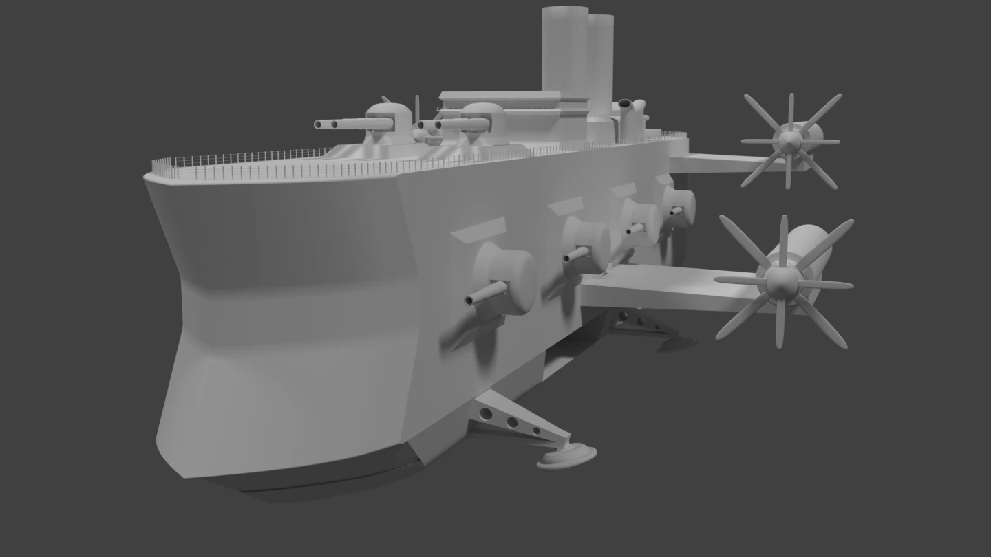 steampunk dreadnought 3D Model .c4d .max .obj .3ds .fbx .stl .blend 