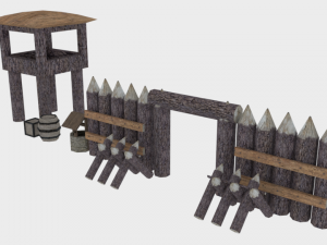 village defence pack low poly 3D Model