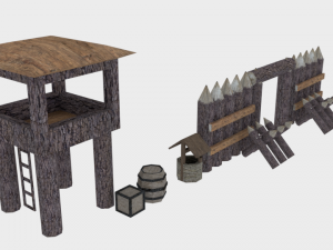 village defence pack low poly 3Dモデル