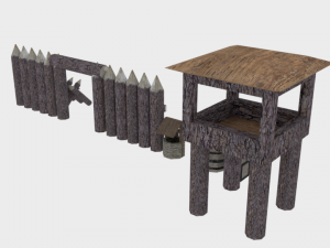 village defence pack low poly 3Dモデル