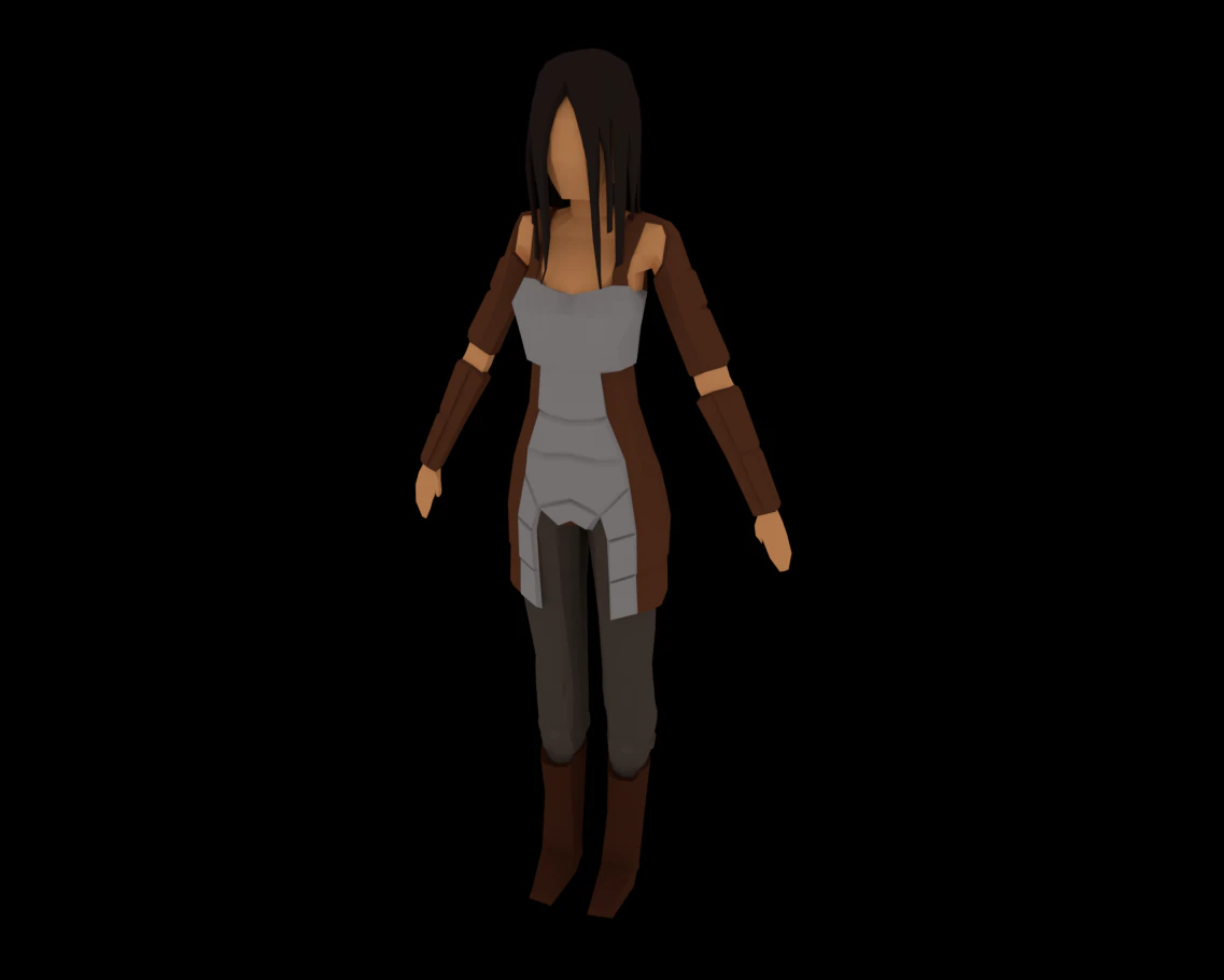 low-poly female armored character 3D Model .c4d .max .obj .3ds .fbx .stl .blend