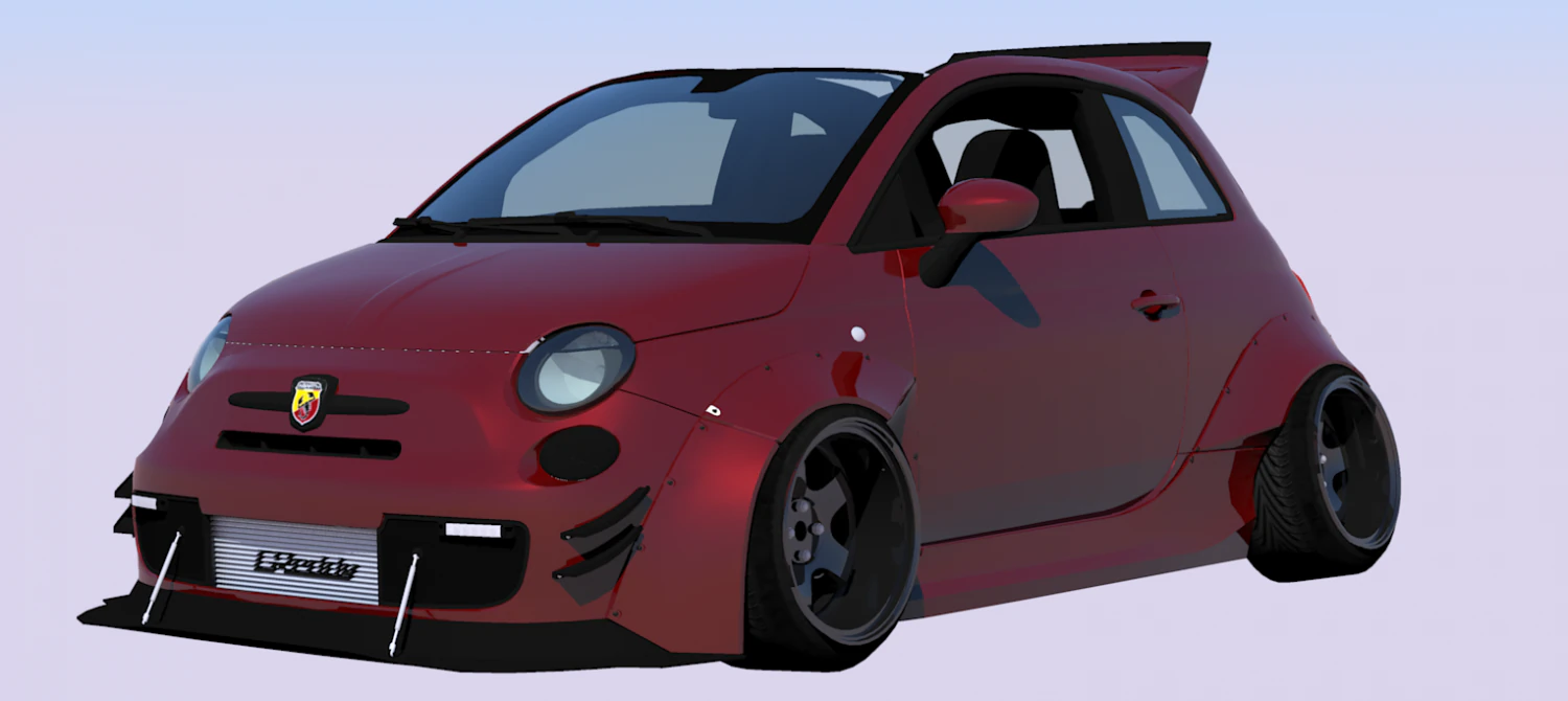 abarth 595 race 3D Model .c4d .max .obj .3ds .fbx .stl .blend 