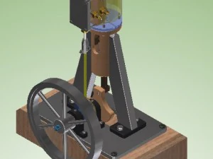 vertical single cylinder steam engine 3D Model