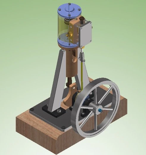 vertical single cylinder steam engine 3D Model .c4d .max .obj .3ds .fbx .stl .blend 