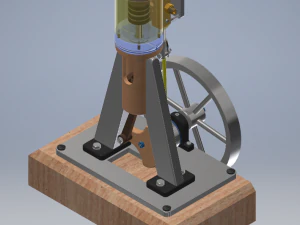 vertical single cylinder steam engine 3D Model