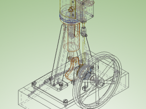 vertical single cylinder steam engine Model 3D