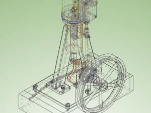 vertical single cylinder steam engine 3D Model