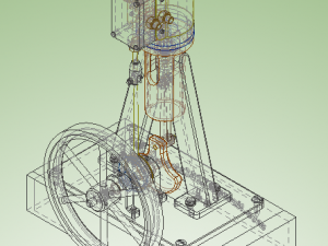 vertical single cylinder steam engine Model 3D