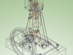 vertical single cylinder steam engine 3D Model