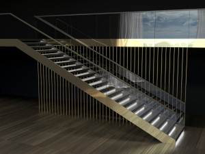 brass and glass staircase 3D 模型