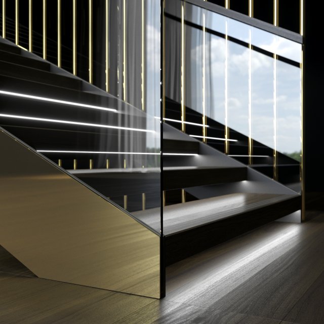 brass and glass staircase 3D 模型 .c4d .max .obj .3ds .fbx .stl .blend 