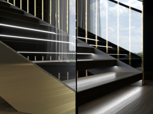 brass and glass staircase 3D Model