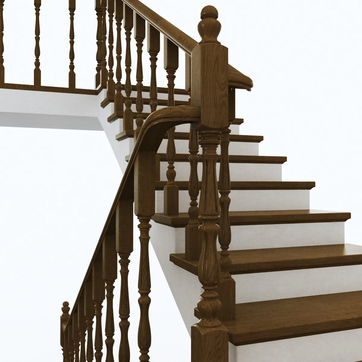 wooden staircase 3D Model .c4d .max .obj .3ds .fbx .stl .blend