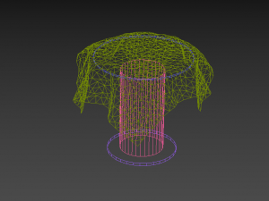 wooden table with tablecloth 3D Model