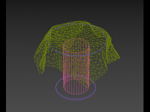 wooden table with tablecloth 3D Model