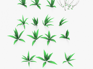 Cartoon Grass Pack Flower 3D Modell
