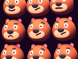 Pacchetto di orsi con testa di cartone animato Modello 3D