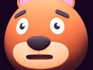 Pacchetto di orsi con testa di cartone animato Modello 3D