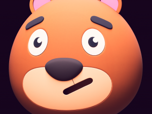Cartoon Head Bear Pack Modelo 3D