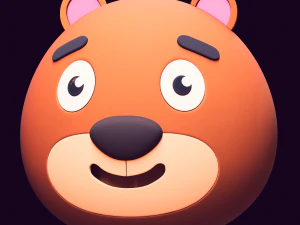 Pacchetto di orsi con testa di cartone animato Modello 3D