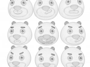 Cartoon Head Bear Pack Modelo 3D