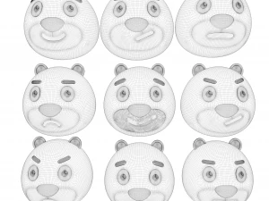 Pacchetto di orsi con testa di cartone animato Modello 3D