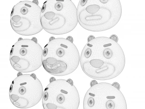 Pacchetto di orsi con testa di cartone animato Modello 3D