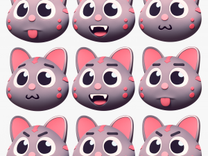Cartoon Head Cats Pack Modelo 3D