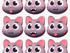 Cartoon Head Cats Pack 3D Model
